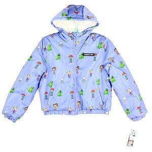Members Only xNickelodeon Junior Rugrats Purple Puffer Jacket Sz L Sherpa Lined